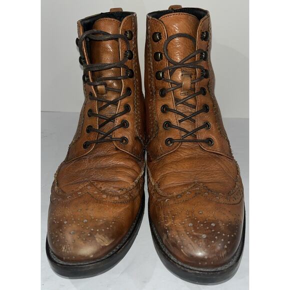 Johnston Murphy J&M 1850 Men\'s Ankle Boots Size 9.5 Brown Leather Wingtip Broque